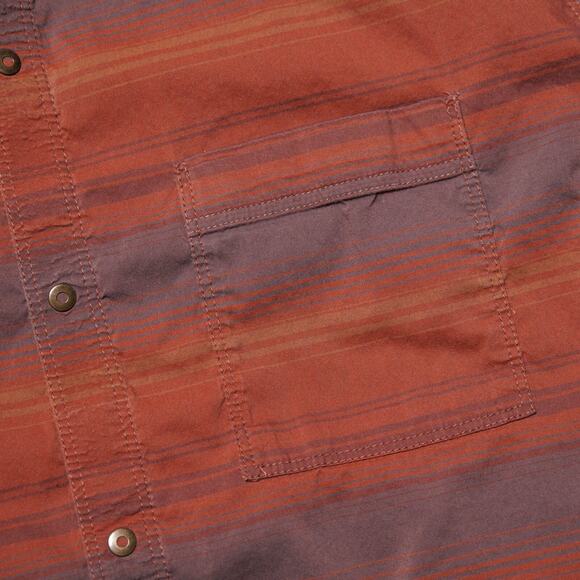 Kuhl Intriguer Red Burgundy Gray Stripe Button Down Short Sleeve Shirt Mens L - Picture 6 of 15